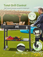 FOHERE Folding Grill Cart for Blackstone 16-28 Inch Griddle, Portable Outdoor BBQ Prep Table with Wheels & Paper Towel Holder, Stand for Camping, Patio, Tailgating
