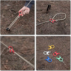 TRIWONDER Guyline Cord Adjuster Rope Tensioner Tent Guy Line Paracord Tightener Loop Alien Aluminum Alloy for Camping Hiking (Red (Snail Shape) - 12 Pack)