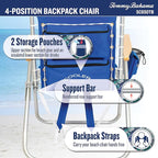 Tommy Bahama Hi-Boy 17" Seat Height 4-Position Lace-Up Suspension Folding Beach Backpack Chair