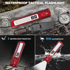 Banral Rechargeable Flashlights High Lumens - Super Bright Small Pocket Magnetic Flashlight, 8 Modes LED Tactical Flash Light, Dual Button Powerful Flashlight for Camping (1, Red)