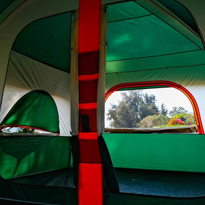 KTT Extra Large Tent 10-12-14 Person(B),Family Cabin Tents,2 Rooms,3 Doors and 3 Windows with Mesh,Straight Wall,Waterproof,Double Layer,Big Tent for Outdoor,Picnic,Camping,Family Gathering