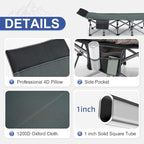 Camping Cot, Sleeping Cots for Adults, Portable Camping cots with Mattress, Pillow and Carry Bag, 1200D Double Layer Oxford, 600 LBS Weight Capacity Cots for Sleeping(Grey+Black)