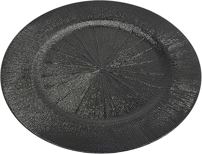 DYRABREST 100 Pcs 13 Inch Charger Plates, Bulk Round Charger Plates Plastic Wedding Dinner Elegant Reusable for Table Setting Wedding Party Event Tabletop Setting Decor (Black)