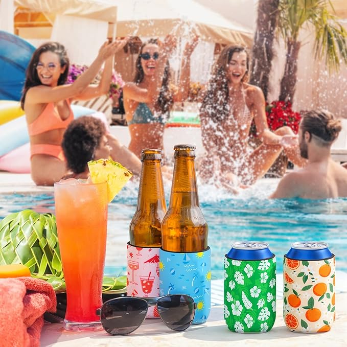 18Pack Summer Can Cooler Sleeves, 12 oz Neoprene Insulated Beer Can Drink Covers Holders Bottles Beverage Coozies for Bachelorette Beach Picnic Party Favors