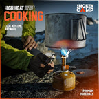 Mini 3000W Camping Stove, Ultralight Backpacking Camp Stove with a Carrying Case and an Additional Adapter, Compatable with Isobutane and Propane Tanks, Portable and Collapsible