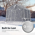 Quictent 10x12FT Large Outdoor Storage Shed Workshop Shelter with Roll-Up Mesh Windows, Heavy Duty Portable Garage for Riding Mower, Garden Equipment Waterproof Tent with Reinforced Frame, Sliver Gray