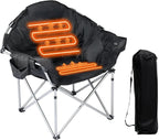 SunSettler Heated Camping Chair, Oversized Heated Outdoor Chairs for Adults with 3 Heat Levels, Portable Folding Padded Chair for Camp, Lawn, Sports (Battery NOT Included) (Black, Oversized)