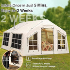 2025 Upgraded Waterproof Inflatable Camping Tent, Large Blow-Up Air Tent, No Assembly Needed Luxury Glamping House, Oxford Fabric
