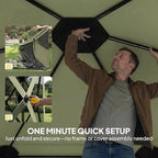 Outsunny 10 x 11 ft Pop Up Gazebo Screen Tent, Outdoor Portable Instant Camping Canopy Screen House Sun Shelter with Mesh Nettings, Carry Bag, Ground Stakes, Ropes for Patio, Backyard, Dark Green