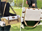 Multifunctional Wicker Picnic Basket Set for 2 Adults with Picnic Table and Blankets,Large Insulated Picnic Set with Wine Pouch and Full Tablewares for Camping Outdoor Couples Natural Beach Wedding
