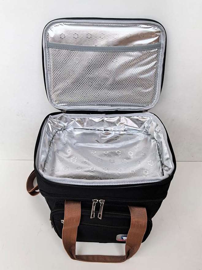 Insulated Lunch Box for Men Women Double Decker Lunch Bag Leakproof Camping Cooler Bag Durable Lunch Pail Work Beach Outdoor Trips Picnic Food & Drink Thermal Lunchbox, 14L (Black)