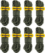 8 Pack 4mm Guy Lines Ultralight Tent Cords with Aluminum Adjuster Tensioner Outdoor Camping Guylines Ropes for Tent Tarp,Climbing,Hiking Backpacking (Army-Green)