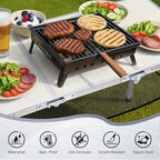 VINGLI Small Folding Table Portable 3FT Aluminum Foldable Camping Table for Picnic Card Table with 3 Adjustable Height & Carry Handle for Outdoor Indoor Hiking Camp BBQ Beach-White