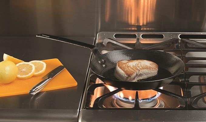 Lodge 10 Inch Carbon Steel Skillet - PFAS-Free Pre-Seasoned Carbon Steel Frying Pan for High-Heat Searing - Long Handle Design for Omelets, Grilling, and Campfire Cooking - Made in the USA