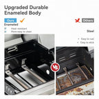 2 in 1 Propane Griddle Grill Combo, 6-Burner Propane Gas BBQ Grill with Porcelain-Enameled Cast Iron Grates & Plate, 42,000 BTU Combo Grill with Side Stove for Outdoor Cooking Camping Patio Backyard