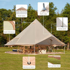YOLENY Bell Tent, Yurt Tent 4/6/8/10 Person 4 Season Waterproof Glamping Tents w/Stove Jack for Family Camping Outdoor Party, Glamping Tents for Camping - 10/13.1/16.4FT