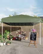 10x10 Pop Up Canopy Tent, Easy Up Canopy with 3 Adjustable Height, Outdoor Sun Shade with 4 Sandbags & Carrying Bag for Camping, Parties,Outdoor Events-Green