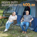 TIMBER RIDGE 2 Pack Aluminum Camping Directors Chair with Side Table Pocket, Portable Folding Heavy Duty Lawn Chair for Fishing Trip Picnic Concert Outdoor 400lbs, Tan