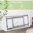 Giantex Folding Ice Table with Drain, 4 ft Portable Cooler with Removable Skirt, No Assembly, Fill and Chill Table for Food Drink Beverage, Foldable Party Ice Bin for Camping BBQ Outdoor, White