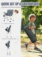 EVER ADVANCED Kids Camping Chairs with Cup Holder, Padded Folding Camping Chair Outdoor with Safety Lock, Carry Bag, Lightweight Portable Camp Chairs for Beach, Balcony, Patio, Supports 150lbs, Grey