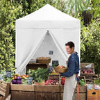 EAGLE PEAK 5x5 Instant Canopy with 4-Side Wall Panels, Small Pop up Portable Canopy Tent with Carry Bag, Light Weight Sun Shelter for Sports, Camping and Beach, White