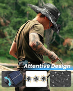 Solar Panel Powered Fan Built in Wide Brim Outdoor Fishing Hat USB Charging Men Ultralight Sun Bucket Mission Cooling Cap
