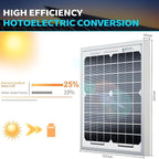ACOPOWER HY010-12M Mono Solar Panel for 12V Battery Charging RV Boat, Off Grid, 10W