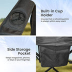 Portable Camping Chair 2 Pack, Folding Outdoor Chair with Cup Holder & Side Pocket for Camping, Hiking, Picnic, Beach (Black)