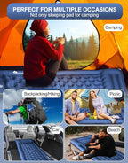 Extra Thick 5 Inch Sleeping Pad - Self Inflating Sleeping Pad with Pillow, Camping Mattress Pad with Foot Pump, Sleeping Pad Mat for Backpacking, Hiking, Traveling (Blue)