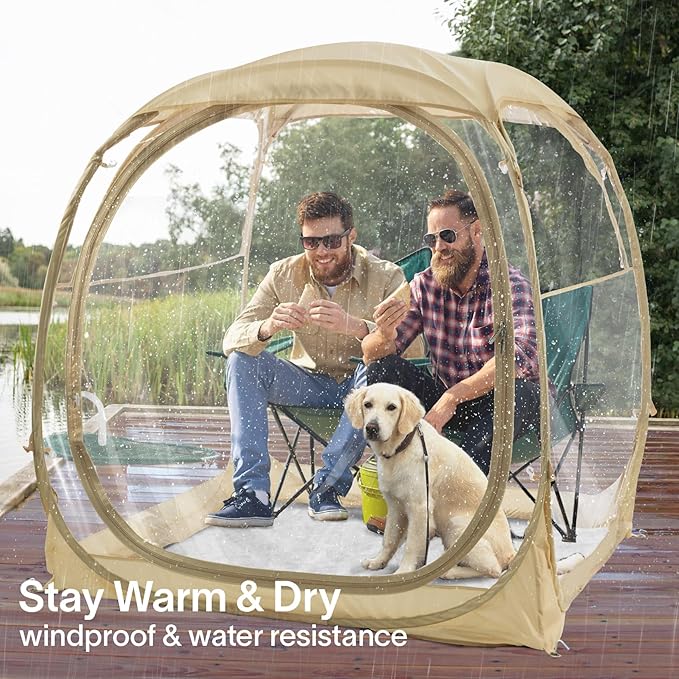 EighteenTek® Pod All Weather Sports Tent with Attached Floor, Instant Outdoor Bubble Tent, Rainproof Camping Sun Shelter for Sports Events Camping Fishing Cheering 1-4 Person