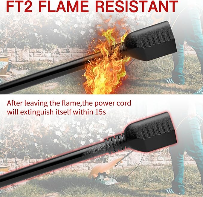 16/3 75 Ft Outdoor Extension Cord Waterproof, Weatherproof & Flame Retardant Black 3 Prong Power Cord Outside for Lawn & Garden, 10 Amps 1250 Watts 125 VAC 16AWG SJTW, ETL Listed