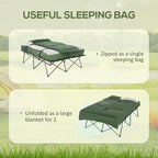 Outsunny 2-Person Folding Camping Cot Portable Outdoor Bed Set with Sleeping Bag, Inflatable Air Mattress, Comfort Pillows and Carry Bag, Soft and Comfortable for Outdoor Travel Camp Beach Vacation