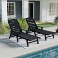Domi Outdoor Lounge Chairs Set of 2, HDPE Pool Chaise Lounge Chairs for Poolside, Pool Loungers for Outside, Patio, Sunbathing Tanning, Black