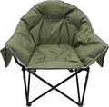 Oversized Camping Chair, Portable Folding Moon Chair with Side Pocket, Heavy Duty Outdoor Chair for Camping, Beach, Backyard, Support 400lbs(Green)