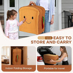 Toddler Travel Bed Sandwich Style - Portable Toddlers Floor Beds, Foldable Soft Foam Travel Crib for Baby and Kid, Washable Cover Toddler Cot with Safety Rail for Travel, Medium Size