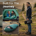 Wolfstone Sleeping Bags for Adults - 3 Season Sleeping Bags with Lightweight Compression Sack for Hiking & Camping - Anti-Snag Zipper, Tear-Resistant Shell & Breathable Lining in Black, Blue or Green