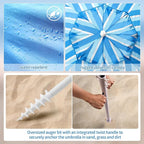Beach Shelter Umbrella Premiere UPF 50+ Umbrella Shelter for Sun and Rain Protection for Adult (10-Foot,Blue Stripe)