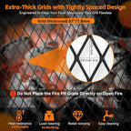 X-Marks Fire Pit Cooking Grill Grate with Support X Wire - Heavy Duty Folding Round Campfire Grill Grid - Portable Camping Cookware for Outside Party Gathering - 30 inch