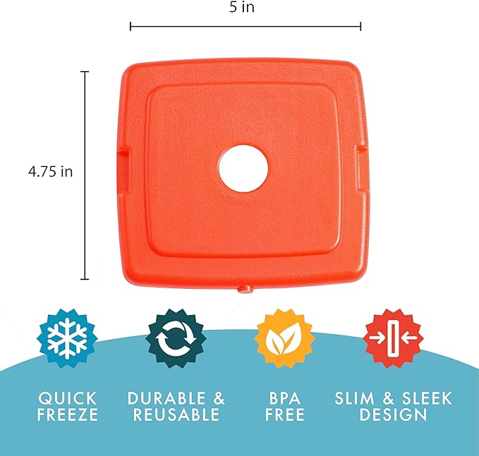 Cool Coolers by Fit & Fresh 4 Pack Slim Ice Packs, Quick Freeze Space Saving Reusable Ice for Lunch Boxes or Coolers, Multi Colored, 2 Packs of 4 (Pack of 6)