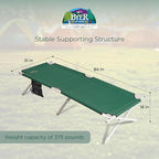 BYER OF MAINE Military Cot, Folding cot, Reinforced Aluminum/Steel Frame, Extra Large Size, Holds 375lbs