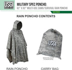 USGI Industries Military Style Poncho Multi Use Rip Stop Camouflage Rain Poncho