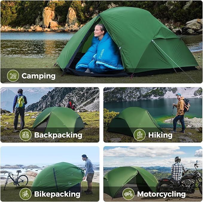 ATEPA Voyage 1-2 Person Backpacking Tent, 4 Season Ultralight Camping Tent, 4000mm Waterproof Double Layer Cold Wearther Easy Set Up Tent for Family Camp Hiking Hunting Outdoor Mountaineering Travel
