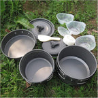 Camping Cookware Camping Pot Outdoor Cooking Set Mountaineering Backpacking Tableware Kit for Travel Hiking Picnic Black Picnic Utensils