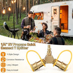 2 Pack 12FT RV Propane Quick Connect Hose Kit with 1/4'' Y Splitter Adapter, Compatible with Gas Grill, Heater, Stove, Dual Appliance Use for Camping, Trailer, Outdoor Cooking