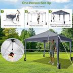 10x10 Pop Up Canopy with Sidewalls, Outdoor Instant Canopy Tent with Carry Bag for Commercial Events, Camping, Backyard Parties - Dark Grey