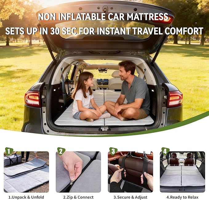 Non Inflatable Car Mattress for Acura RDX/MDX, Car Camping Mattress, Upgraded Foldable Trunk Sleeping Pad with Storage Bag, Portable Design for Camping, Travel & Beach