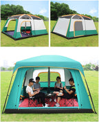 Family Tent Doble Layer Dome Tent Waterproof Camping Tent with 2 Extra Dark Sleeping Cabins for Outdoor Hiking Camping Climing