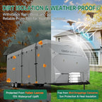 Umbrauto RV Cover 14-16ft: 7 Layers Travel Trailer Cover, Waterproof Camper Cover, Toy Hauler Cover with Tongue Jack Cover, Extra Windproof Ropes, Gutter Covers