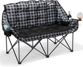 Padded Double Camping Chair Folding Loveseat 2 Person Camp Chair Heavy Duty Lawn Chairs Camping Couch Outdoor Folding Sofa