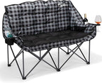 Padded Double Camping Chair Folding Loveseat 2 Person Camp Chair Heavy Duty Lawn Chairs Camping Couch Outdoor Folding Sofa